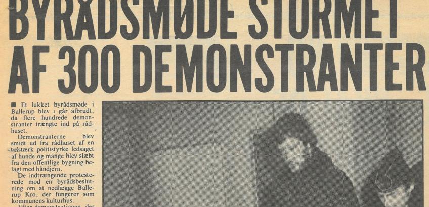 Avisudklip fra besættelse af byrådsmøde, Ballerup Rådhus januar 1977