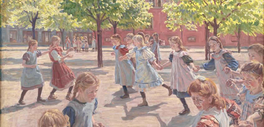 Maleriet "Legende Børn på Enghave Plads" af Peter Hansen (1907-08)