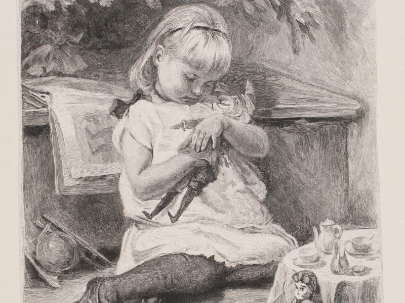 Henrik Bornemanns "En lille pige, der leger under et juletræ" fra SMK Open.