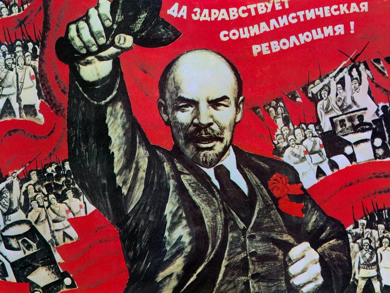 Propagandaplakat med Lenin
