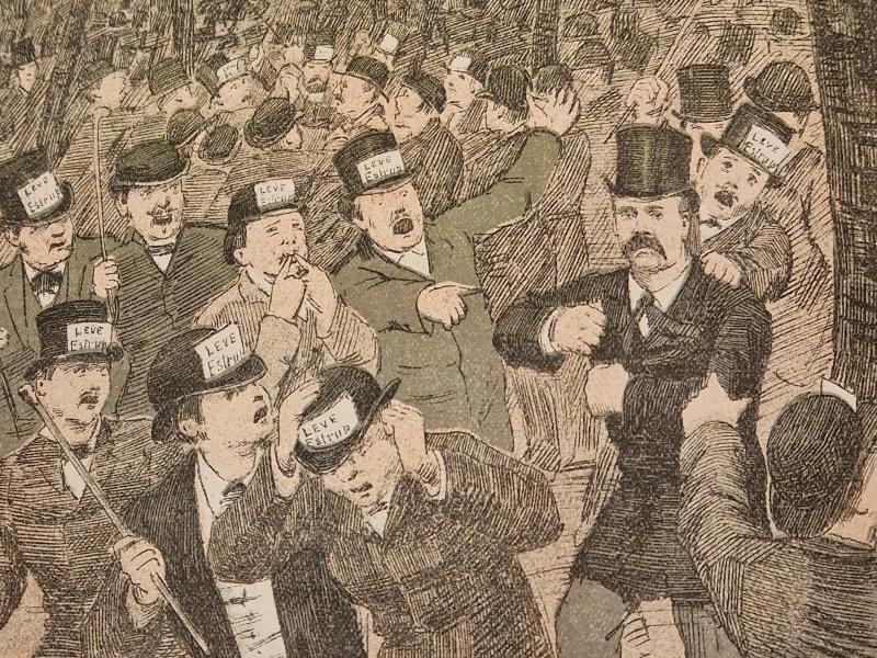 Folk ved politisk møde i 1885.